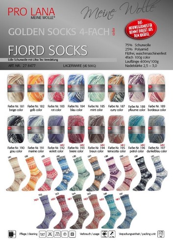 Pro lana golden socks fjord - lana,